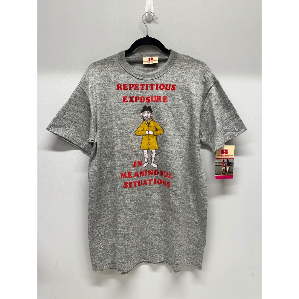 Original Vintage Russell Athletic Repetitious Exposure Flasher T-Shirt Gray NWT